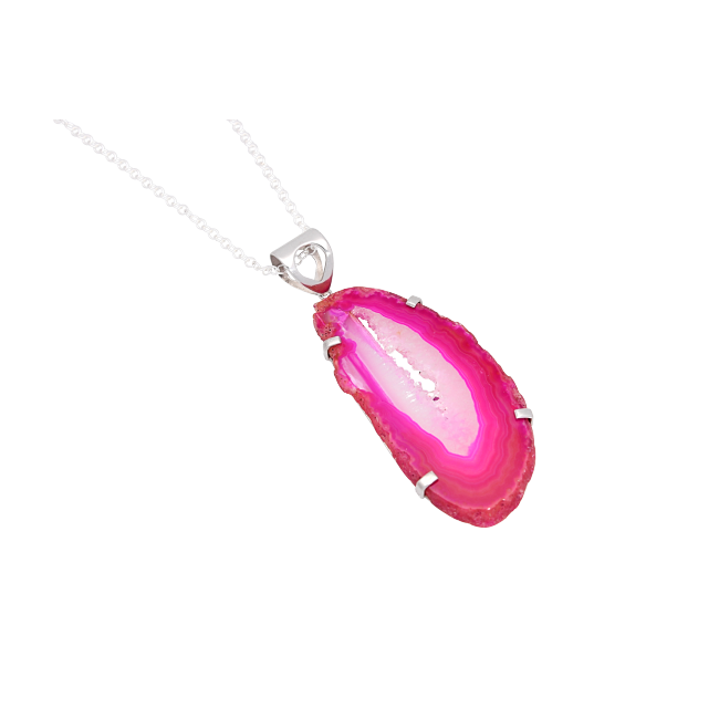 Clearance - Pink Agate Sterling Silver Necklace