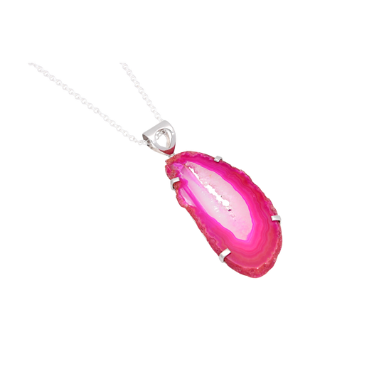 Clearance - Pink Agate Sterling Silver Necklace