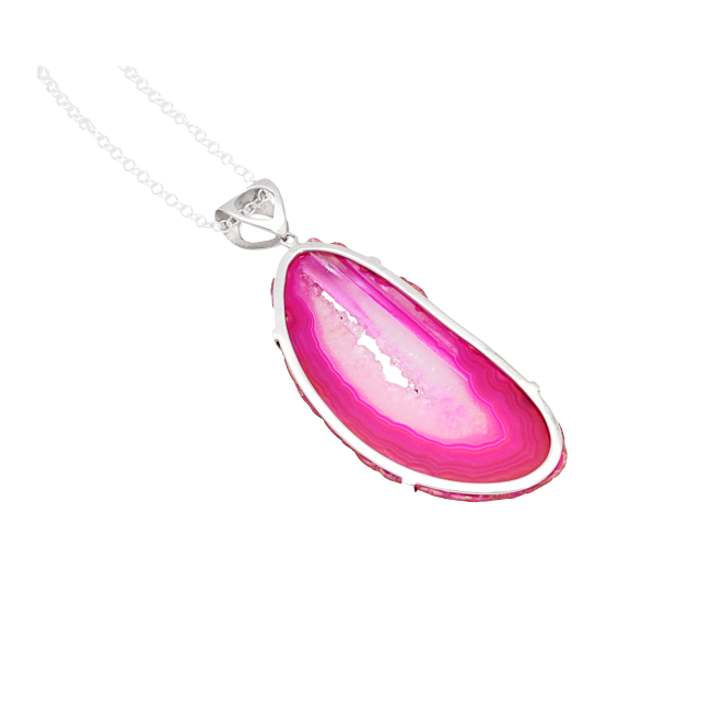 Clearance - Pink Agate Sterling Silver Necklace