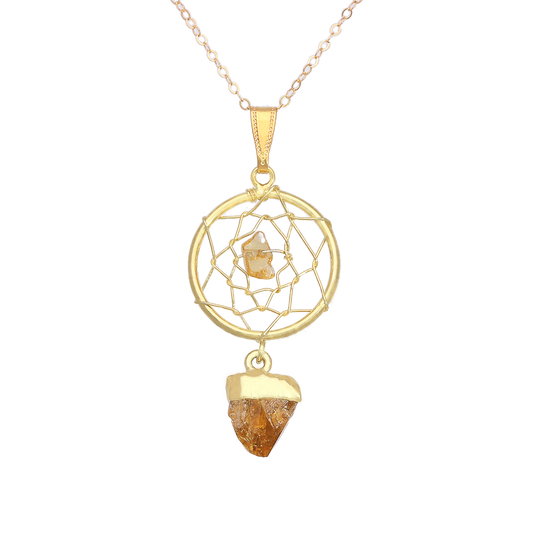 Natural Citrine Dream Catcher Necklace