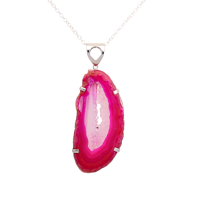 Clearance - Pink Agate Sterling Silver Necklace