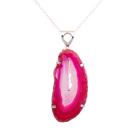 Pink Agate Sterling Silver Necklace