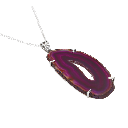 Clearance - Purple Agate Sterling Silver Necklace