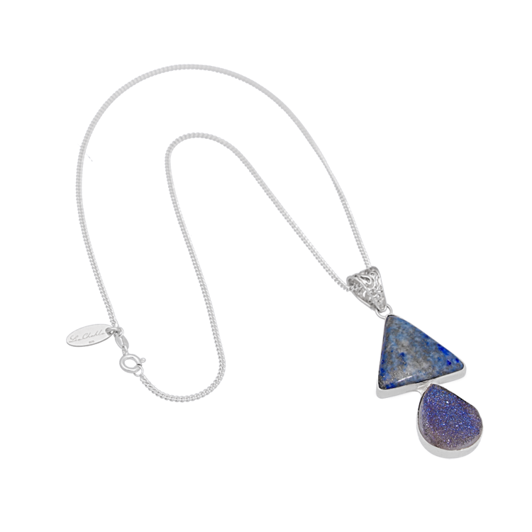 Lapis Lazuli Druzy Sterling Silver Necklace