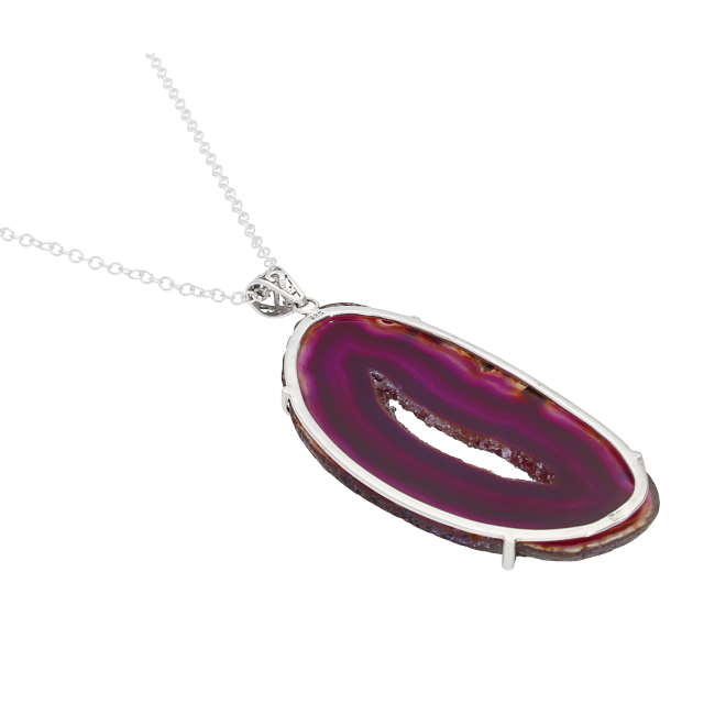 Purple Agate Sterling Silver Necklace