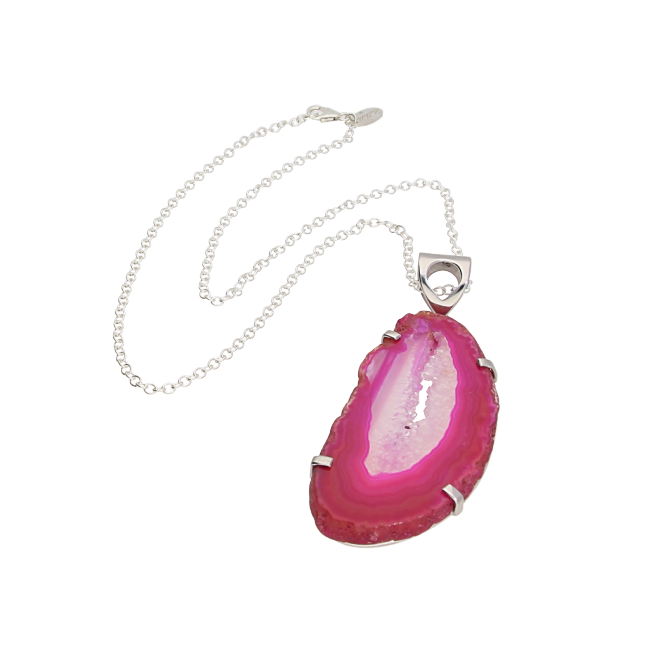 Clearance - Pink Agate Sterling Silver Necklace