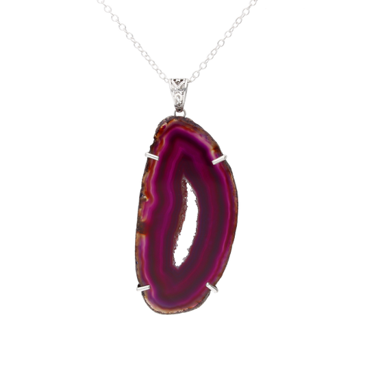 Clearance - Purple Agate Sterling Silver Necklace