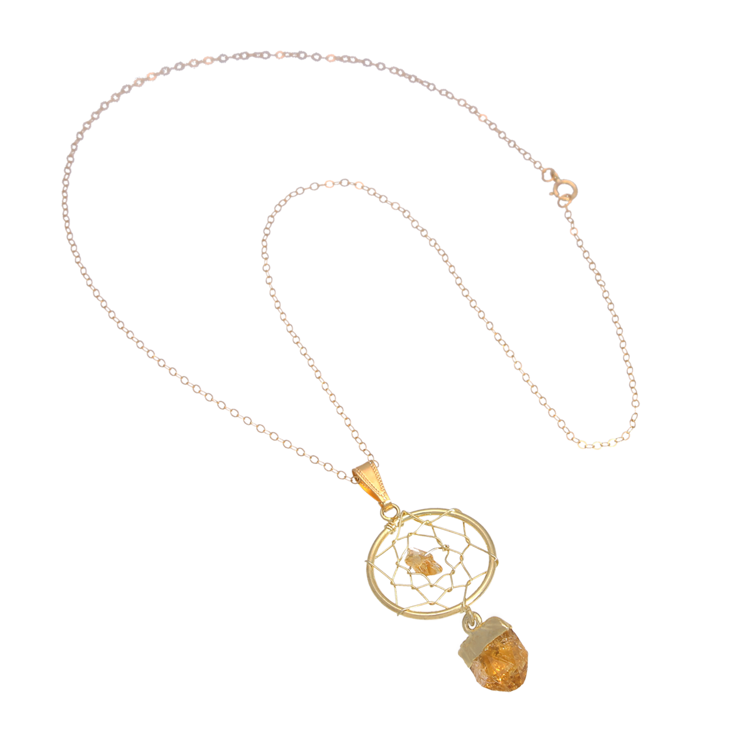 Natural Citrine Dream Catcher Necklace