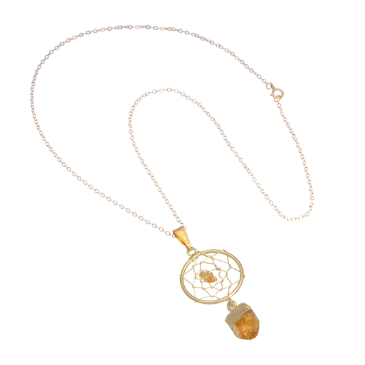 Natural Citrine Dream Catcher Necklace