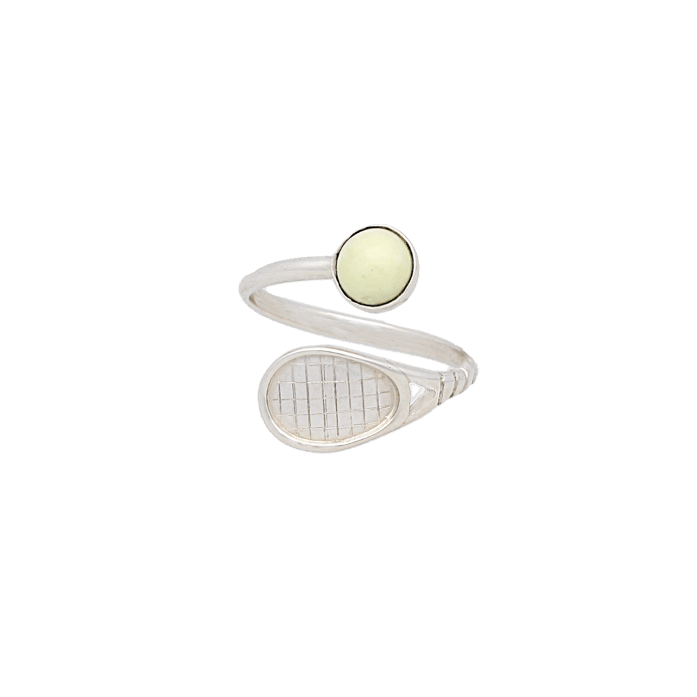 Tennis Racket and ball Sterling Silver ring