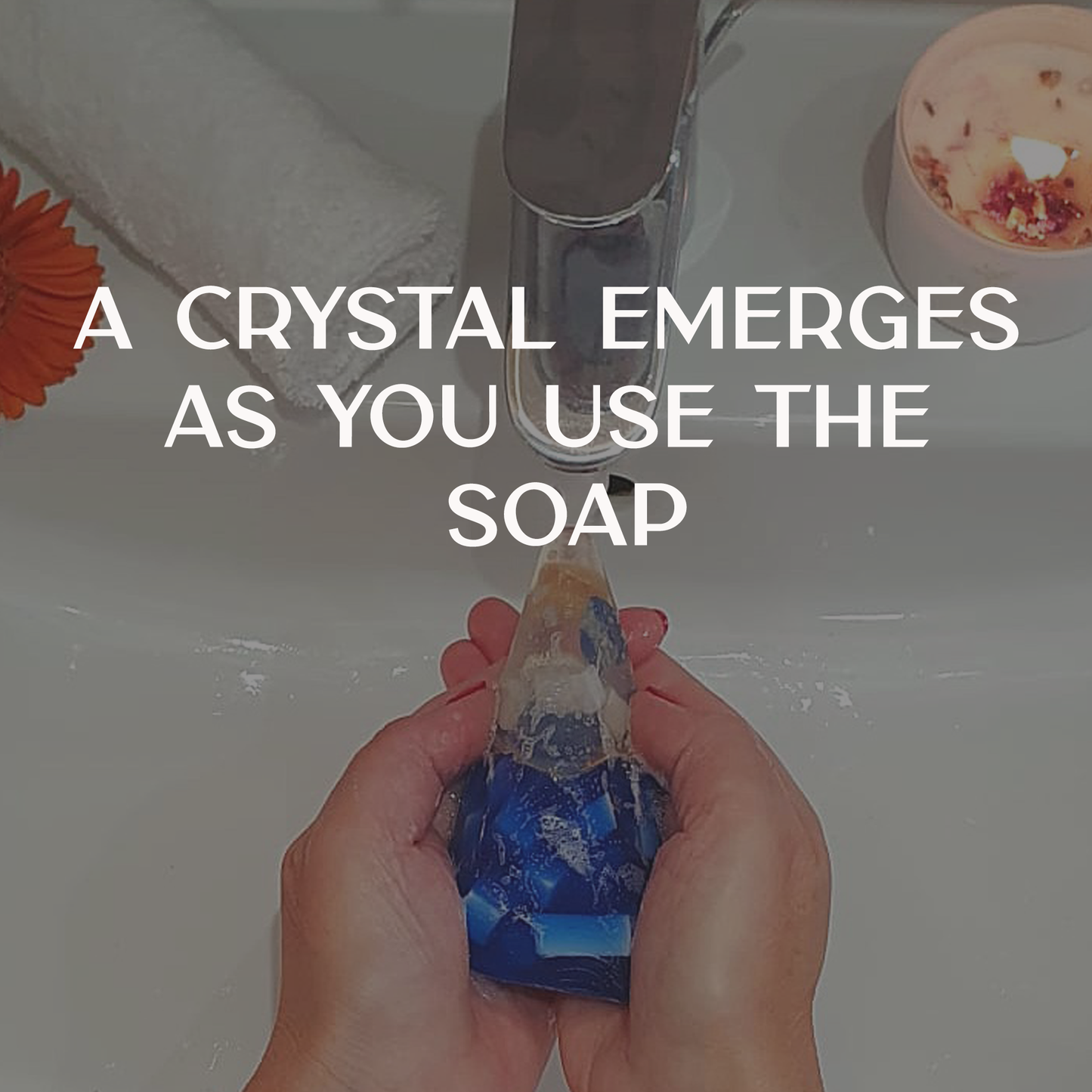 Luxury Lapis Lazuli Crystal Soap with Genuine Crystal Inside – Gardenia Scent (130g)