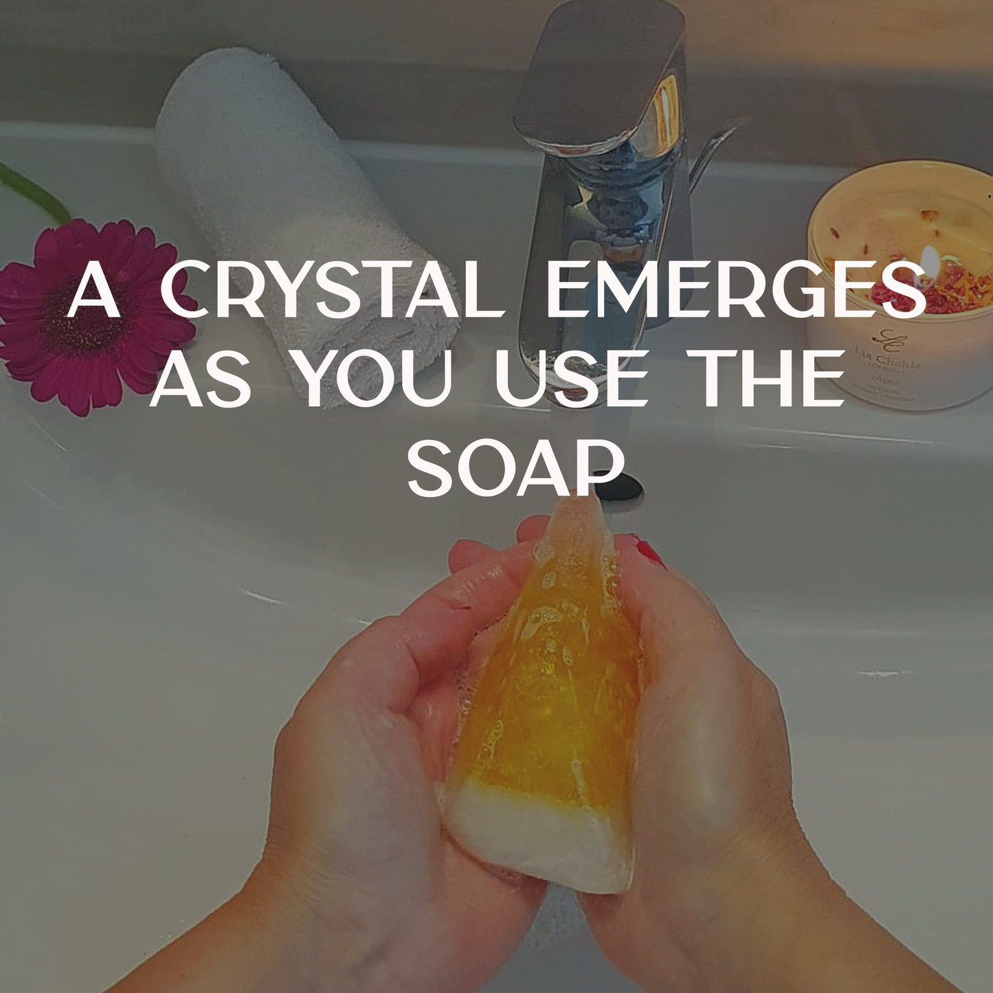 Luxury Citrine Crystal Soap with Genuine Crystal Inside – Orange Blossom Scent (130g)