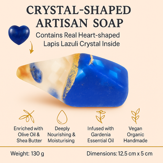 Luxury Lapis Lazuli Crystal Soap with Genuine Crystal Inside – Gardenia Scent (130g)