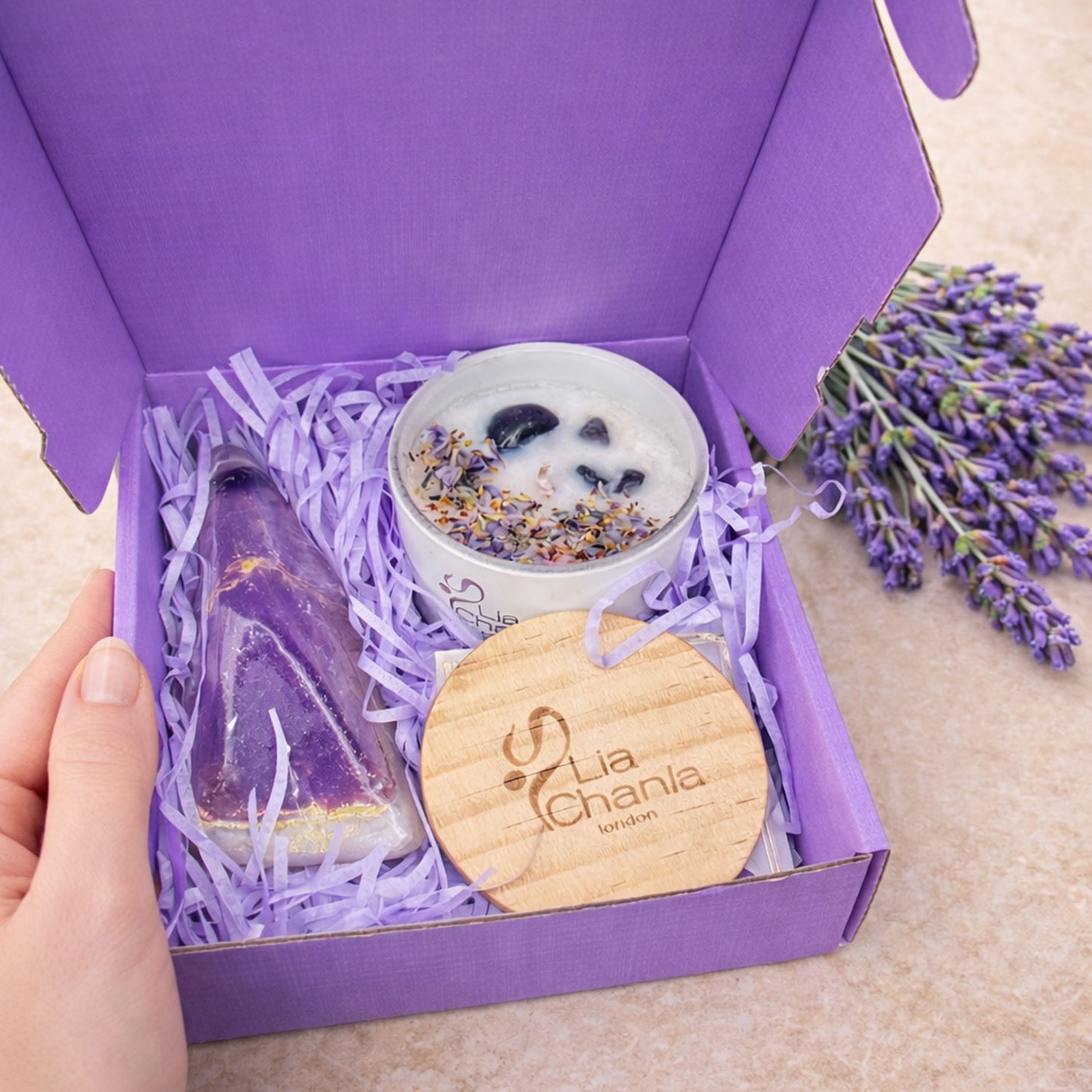 The Lavender Ritual Gift Box | Amethyst Candle & Crystal Soap Gift Set