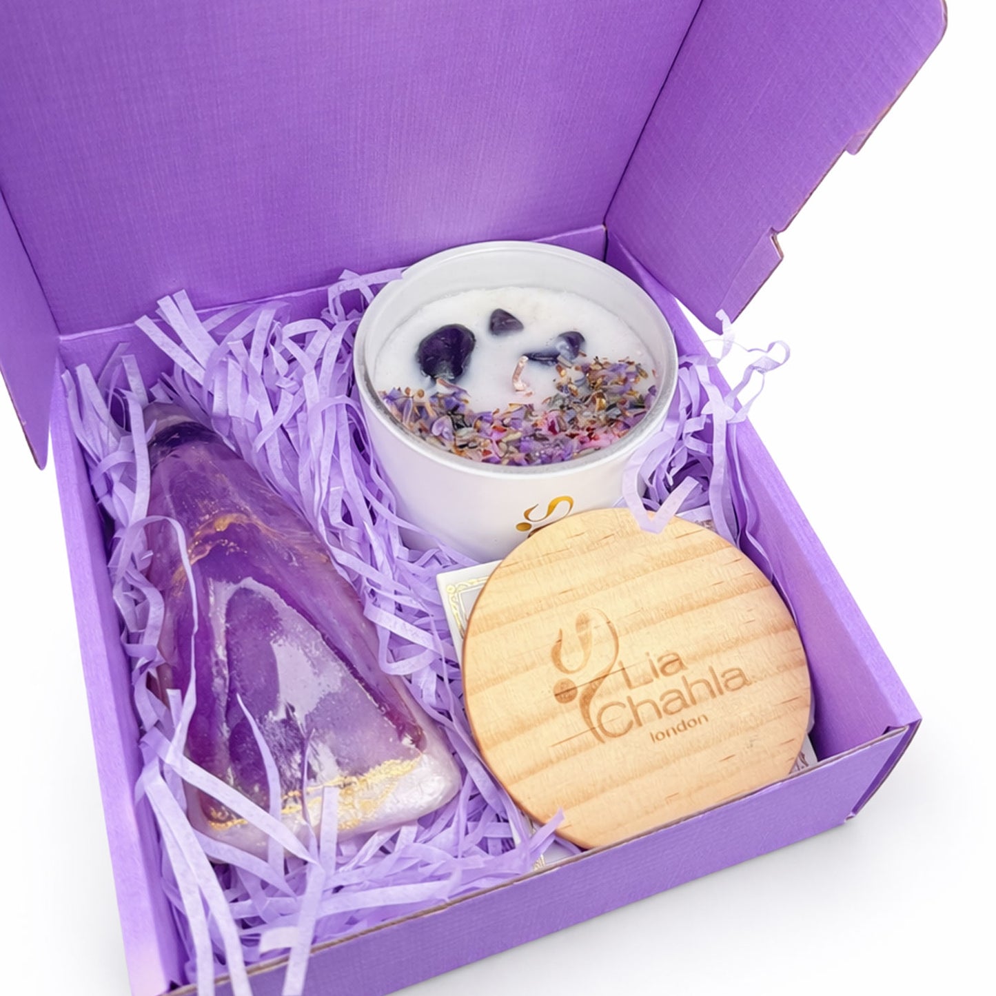 The Lavender Ritual Gift Box | Amethyst Candle & Crystal Soap Gift Set