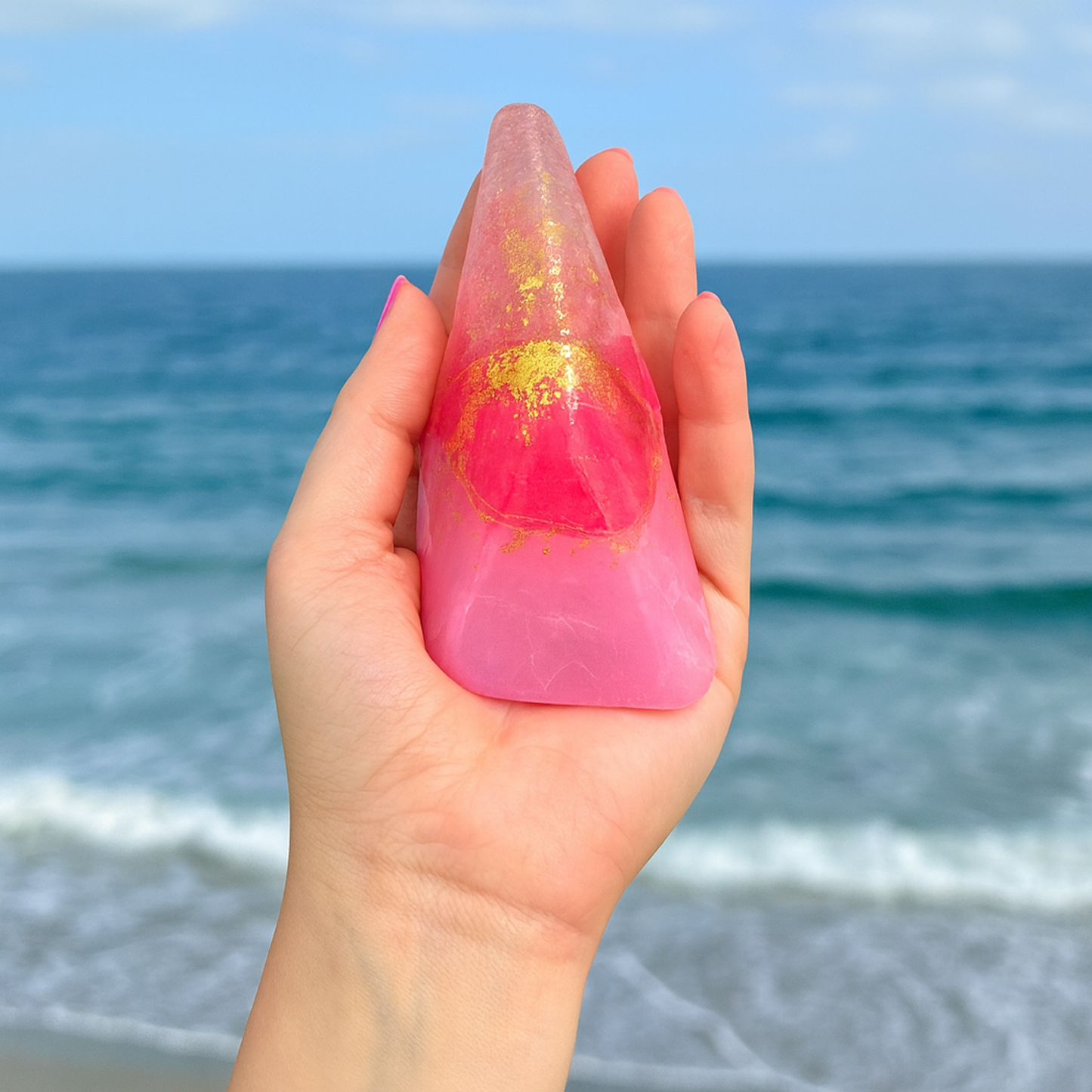Luxury Rose Quartz Crystal Soap with Genuine Crystal Inside – Rose Scent (130g)