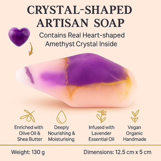 Luxury Amethyst Crystal Soap with Genuine Crystal Inside – Lavender Scent (130g)