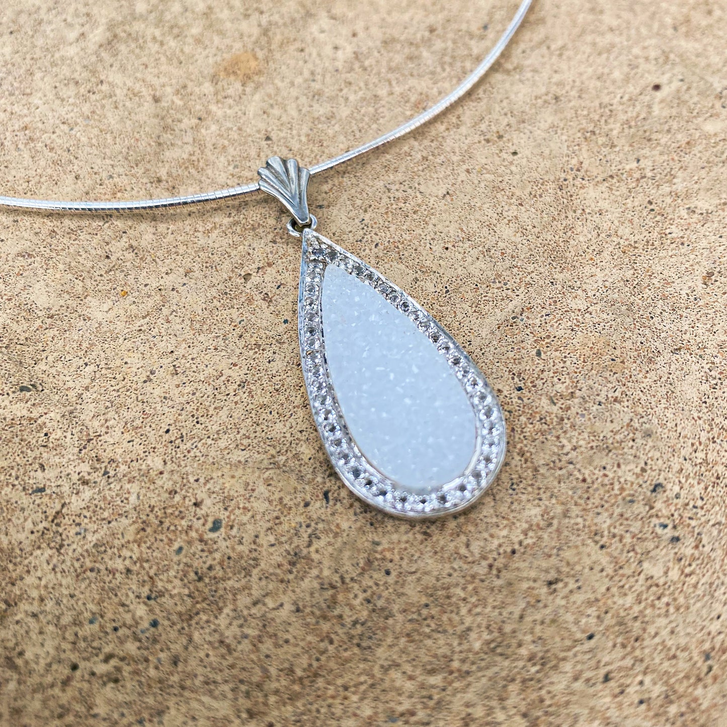 White Druzy Topaz Necklace