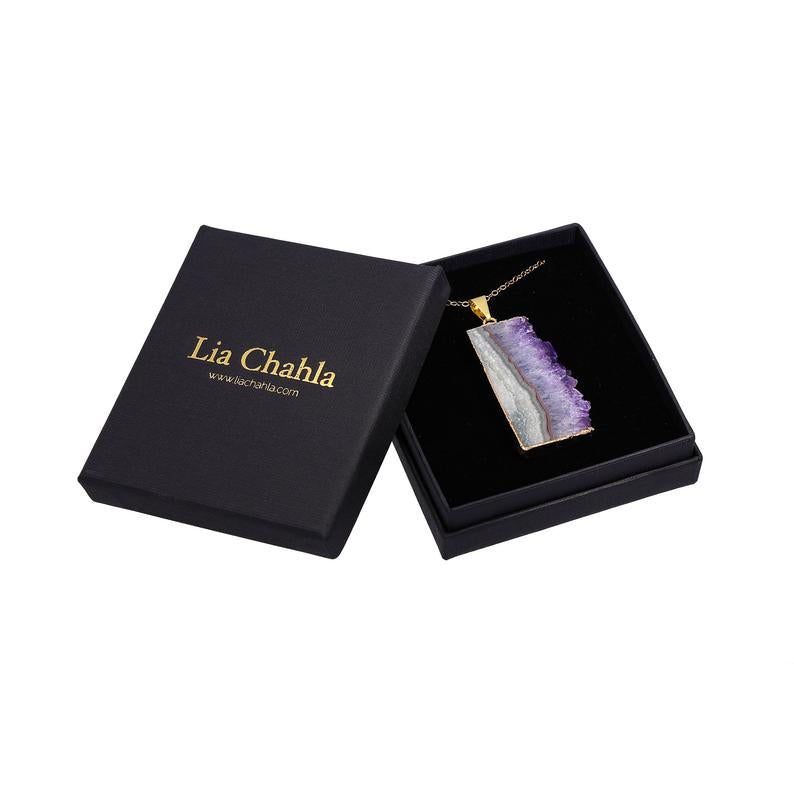 Amethyst Slice Necklace Gold Plated