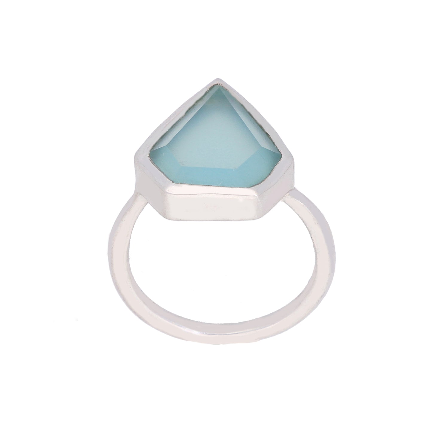 Aqua Chalcedony Sterling Silver Ring