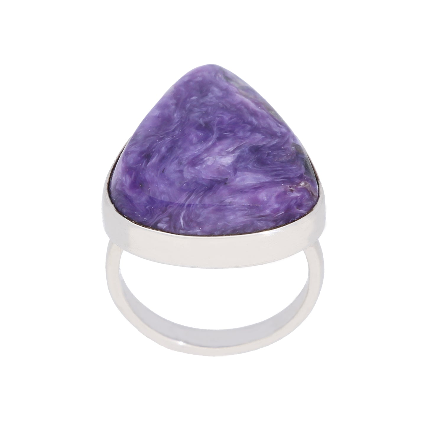 Triangular Charoite Ring