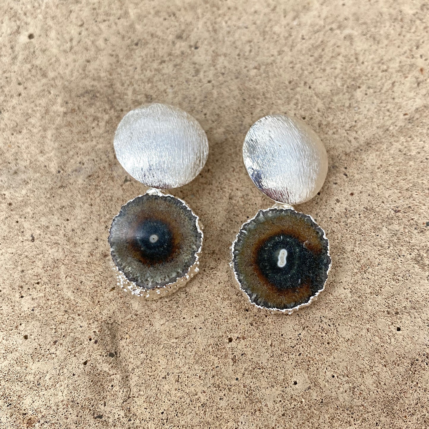 Amethyst Stalactite Earrings - Round