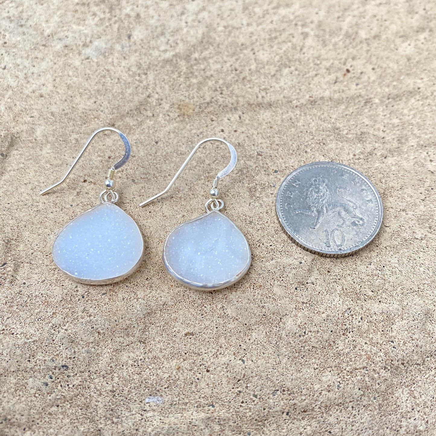 White Druzy Earrings