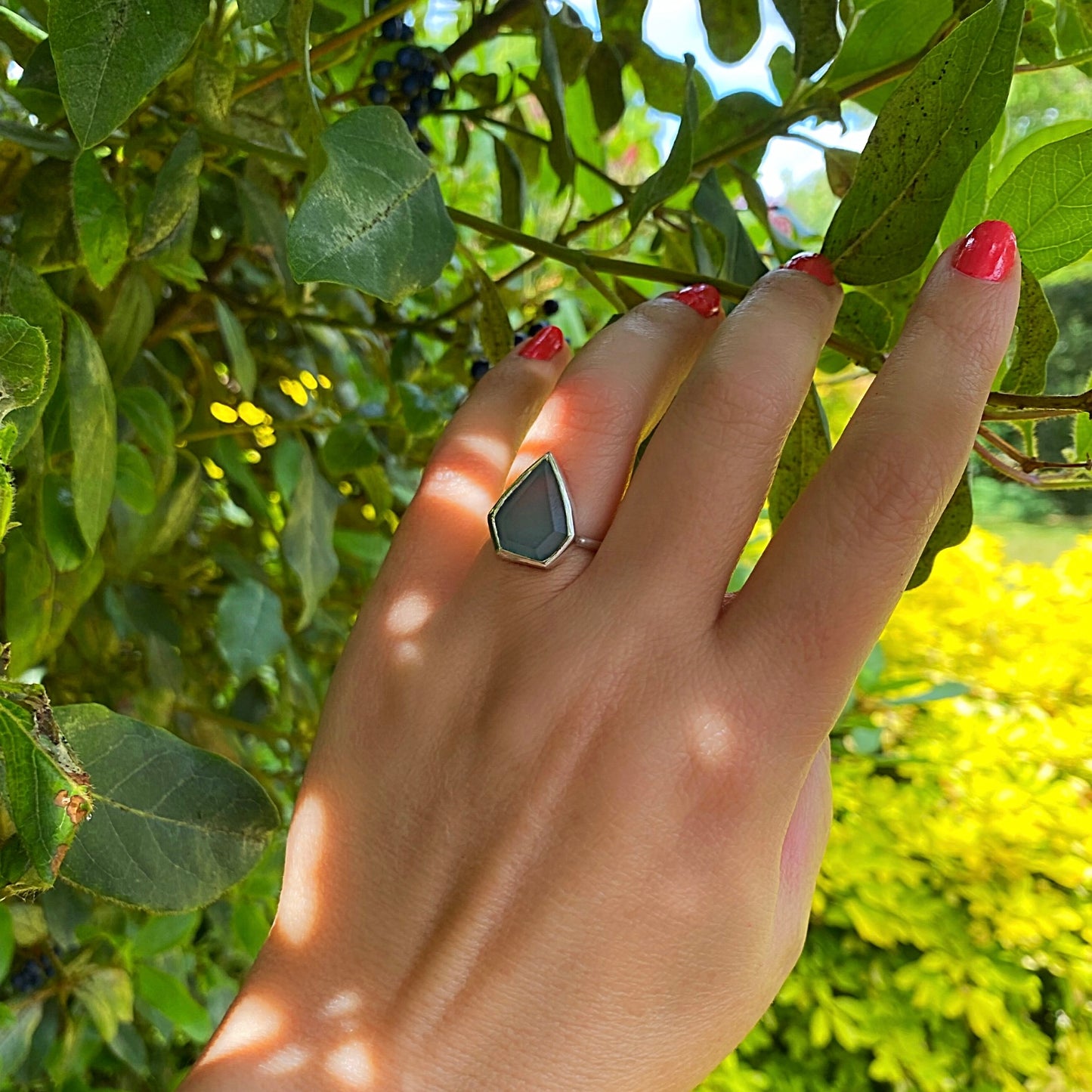 Aqua Chalcedony Sterling Silver Ring