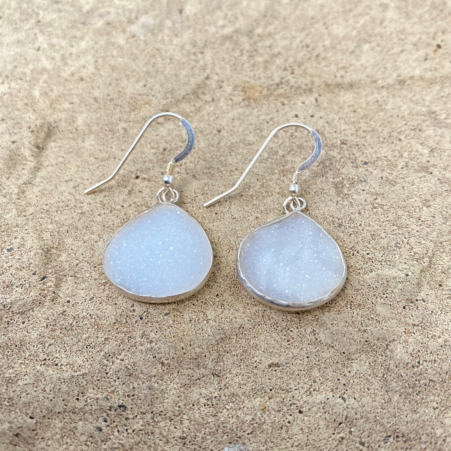 White Druzy Earrings