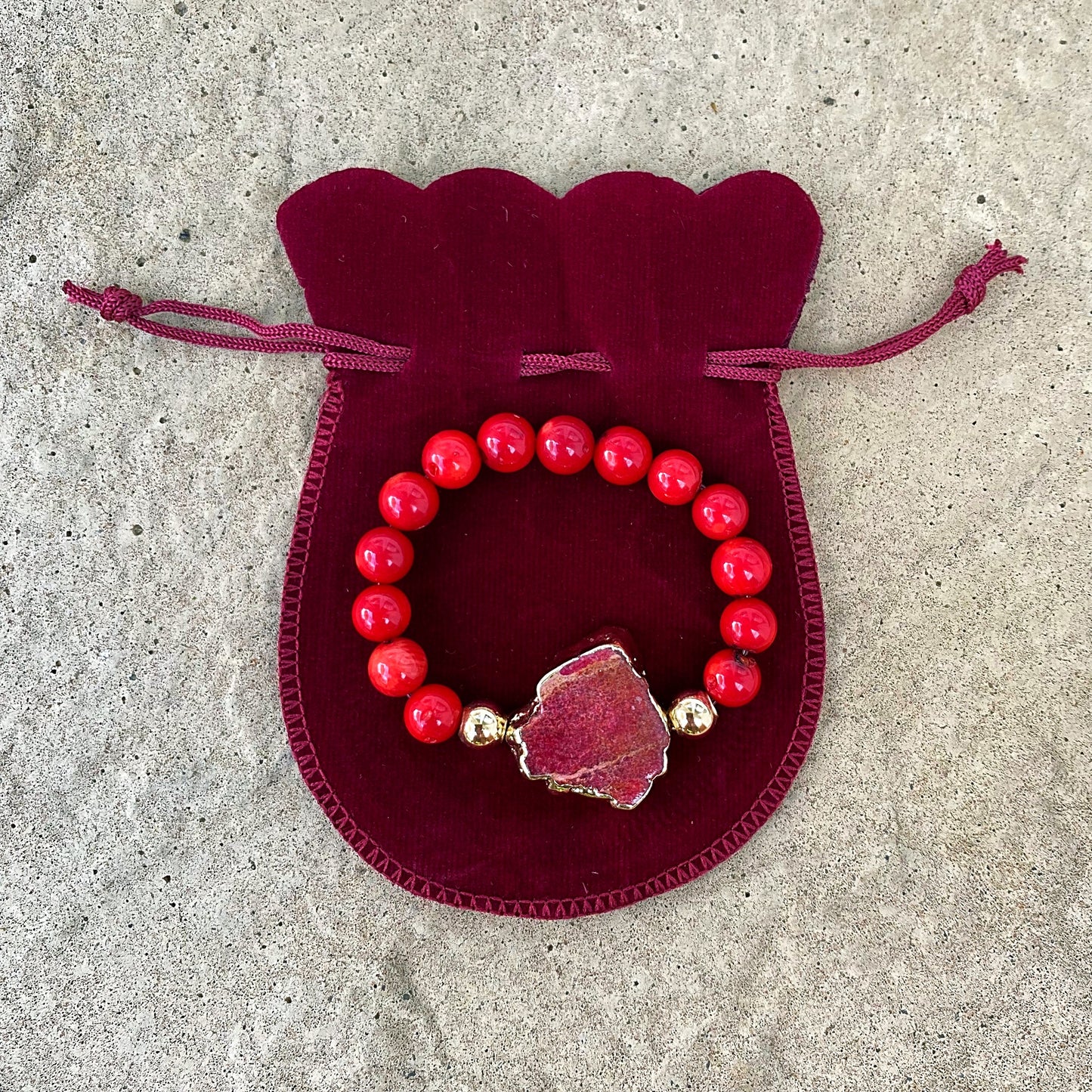 Red Coral Stretch Bracelet