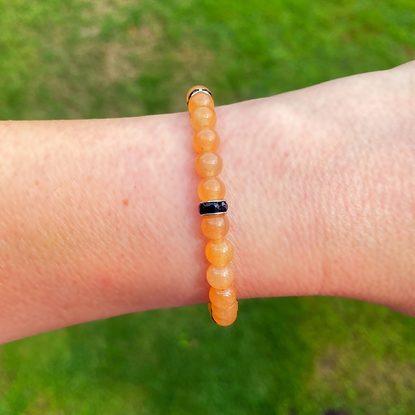 Orange Jade Bracelet with Swarovski Crystals