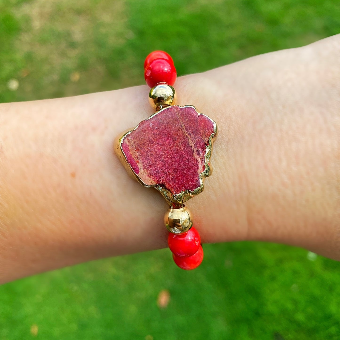 Red Coral Stretch Bracelet