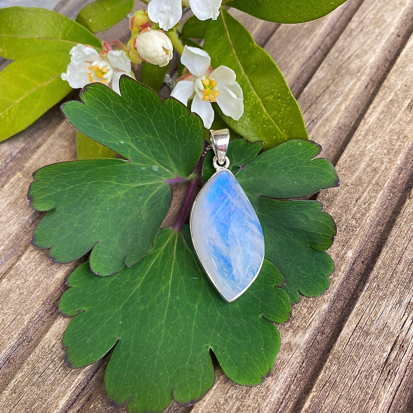 Moonstone Necklace - Leaf shape