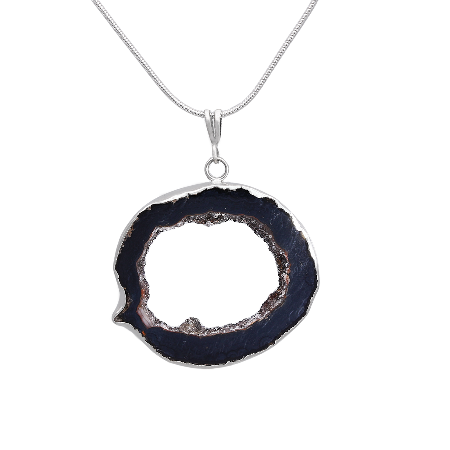 Natural Round Agate Druzy Slice Necklace