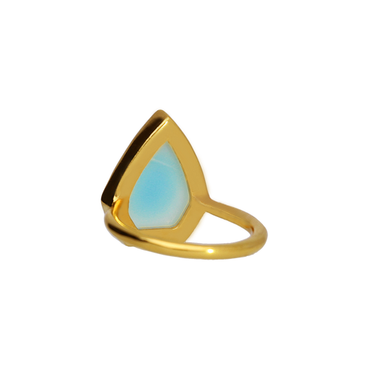 Aqua Chalcedony Ring in 14K Gold