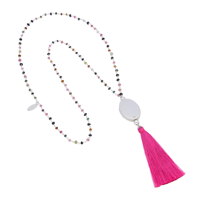 Pink Druzy Tassel Necklace