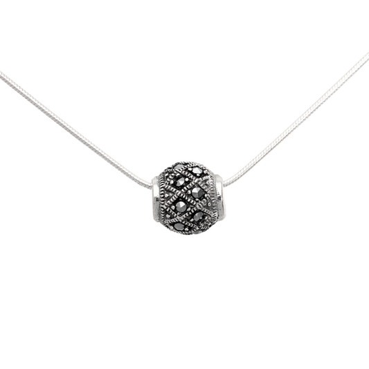 Natural Marcasite Sterling Silver Necklace