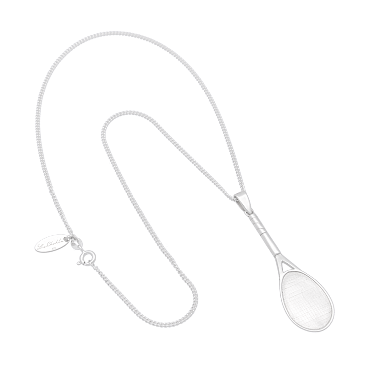 Tennis Racket Sterling Silver Necklace