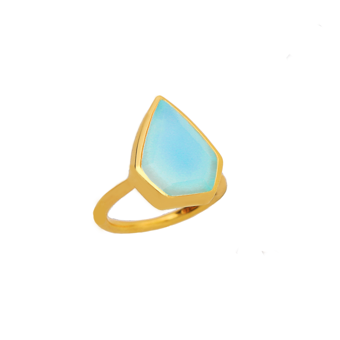 Aqua Chalcedony Ring in 14K Gold