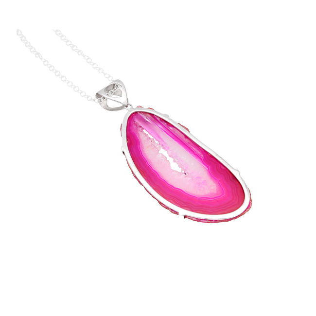 Pink Agate Sterling Silver Necklace