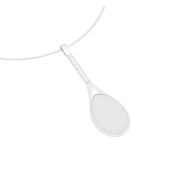 Tennis Racket Sterling Silver Necklace