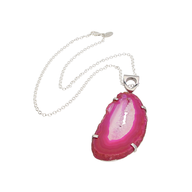Pink Agate Sterling Silver Necklace