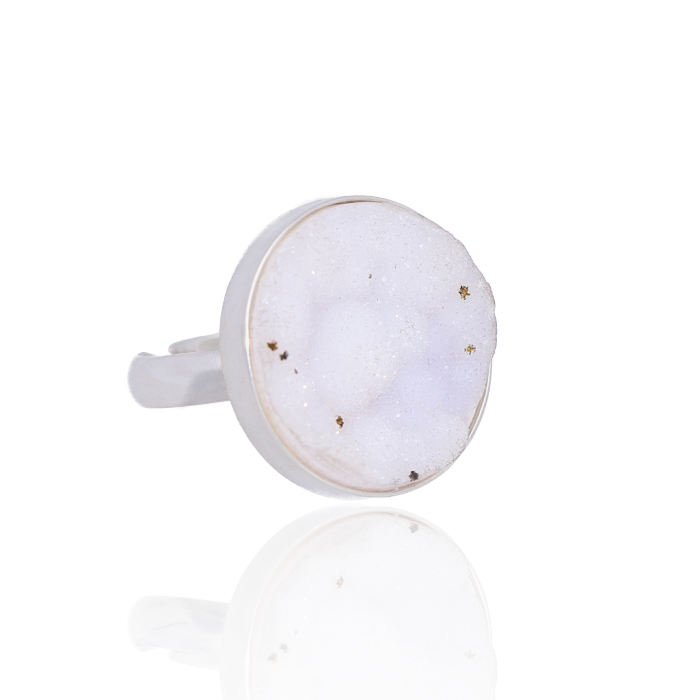 Snow White Druzy Adjustable Ring