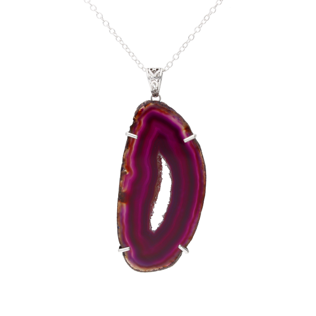 Purple Agate Sterling Silver Necklace
