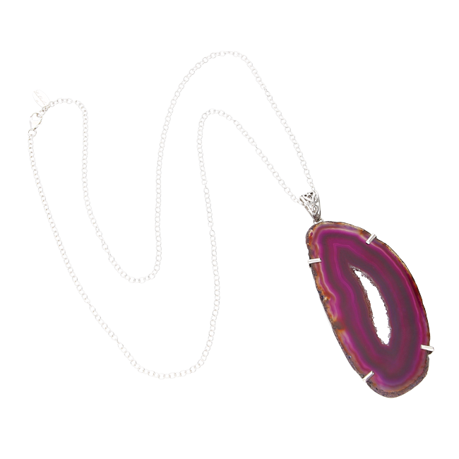 Purple Agate Sterling Silver Necklace
