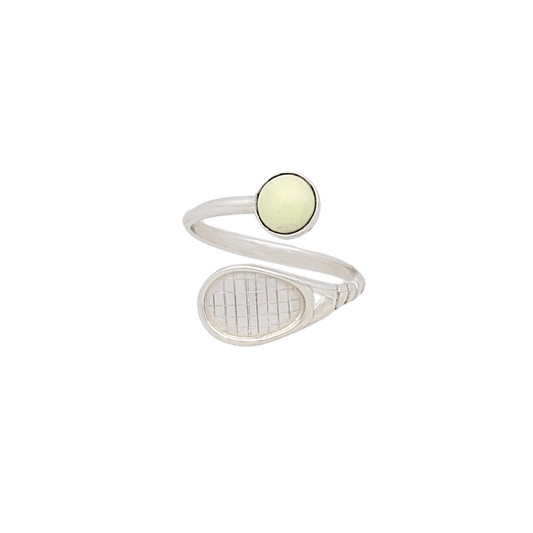 Tennis Racket and ball Sterling Silver ring